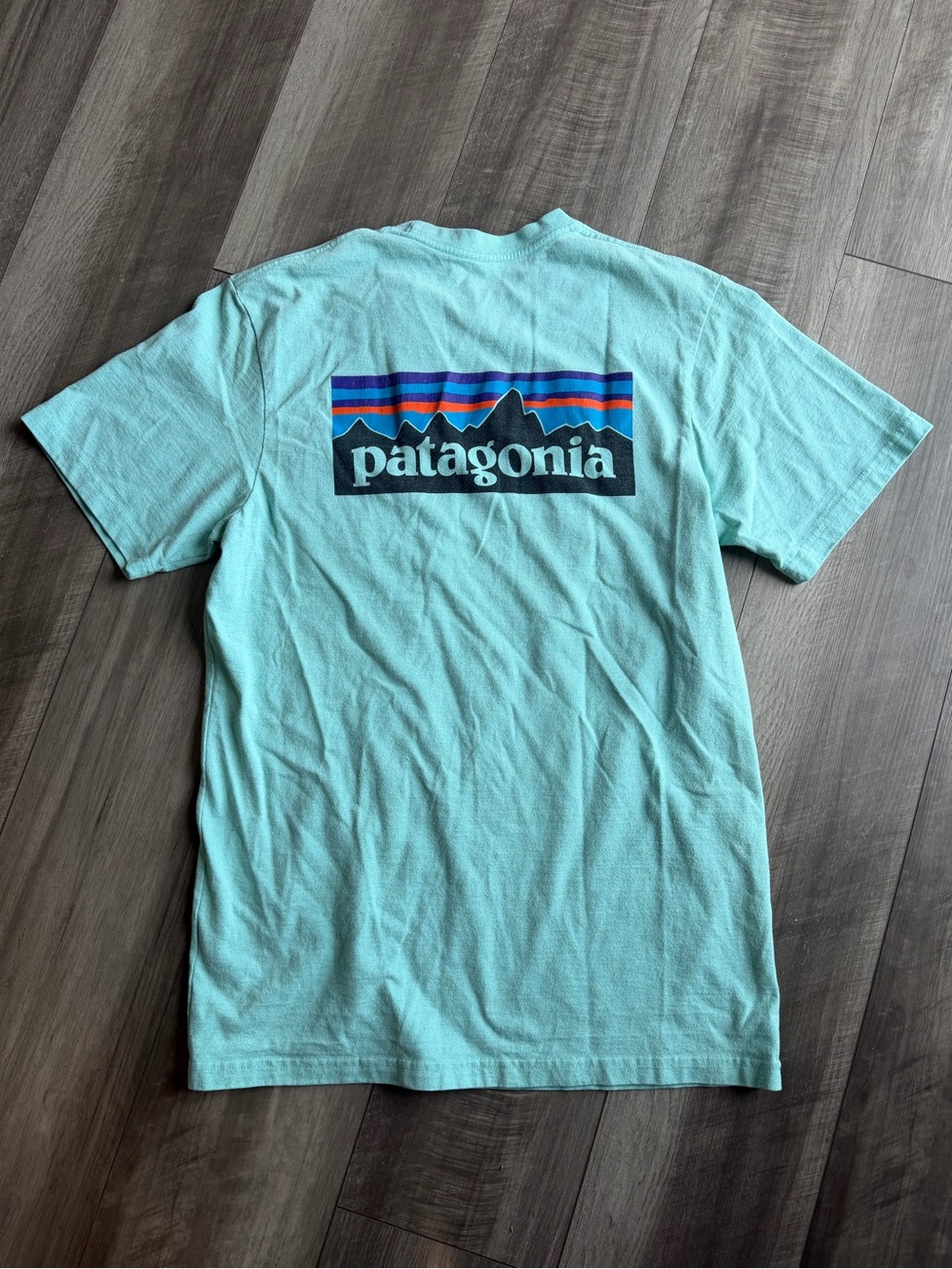 Patagonia Men’s Responsibili-Tee Pocket T-Shirt P-6 Logo Turquoise Sz M Regular